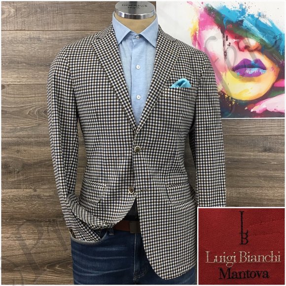 Luigi Bianchi LBM Mens Blazer Sport Coat Two Button Jacket 38R Wool Cotton Suits - Picture 1 of 13